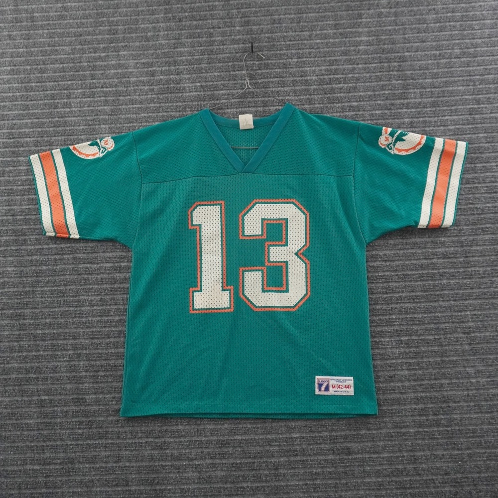 Vintage Logo 7 Dan Marino Miami Dolphins Jersey Mens Medium Teal Mesh #13